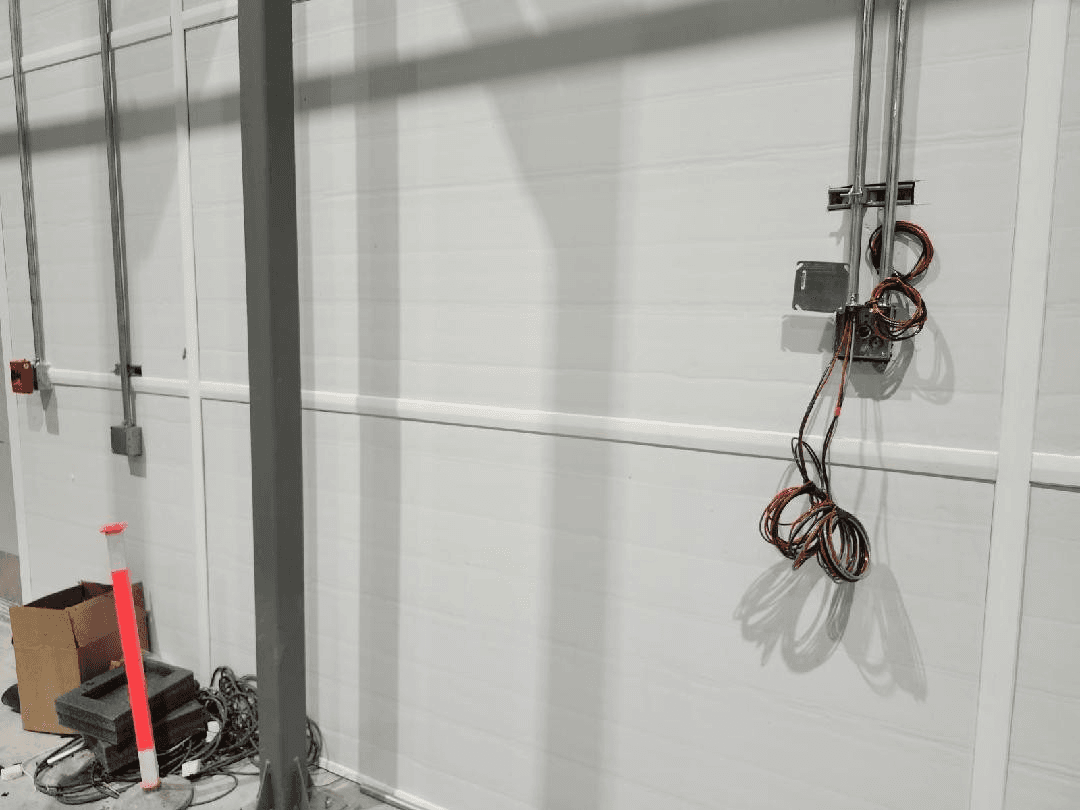 EV charging station electrical installation at industrial facility