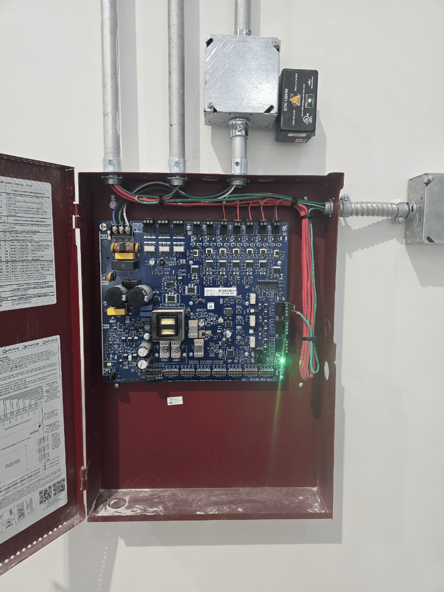 Fire alarm system wiring and integration at manufacturing facility