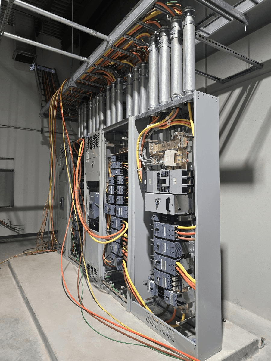 Main electrical room with switchboard and distribution equipment