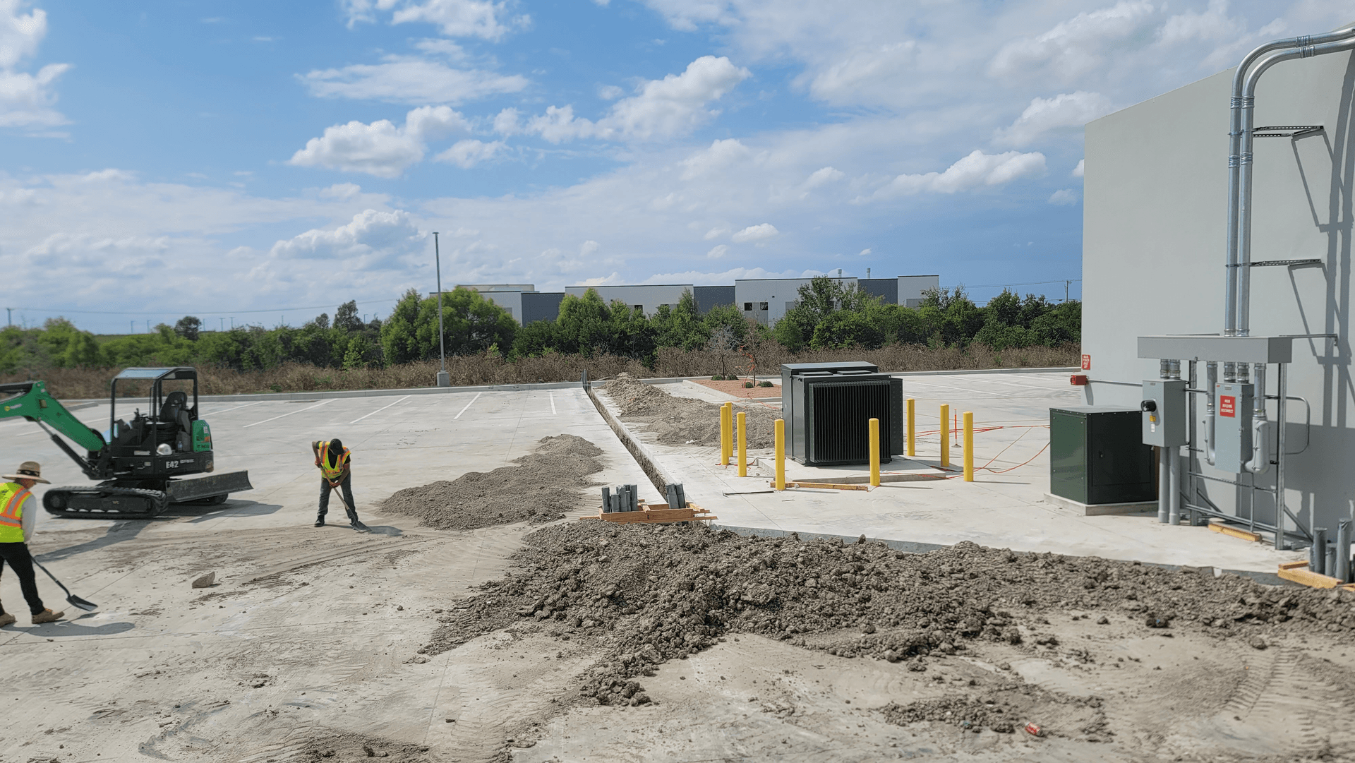 Service entrance conduit and utility connection at industrial facility